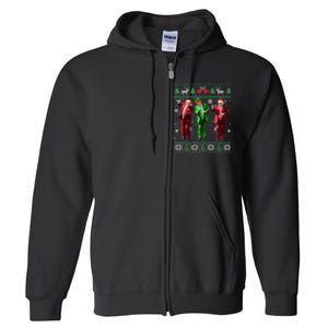 Funny Trump Dance Elf Santa Christmas Ugly Sweater Xmas Full Zip Hoodie