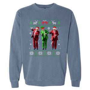 Funny Trump Dance Elf Santa Christmas Ugly Sweater Xmas Garment-Dyed Sweatshirt