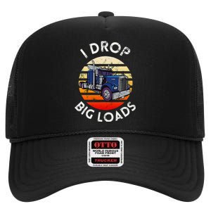 Funny Trucker Design For Semi Truck Driver Lover High Crown Mesh Back Trucker Hat