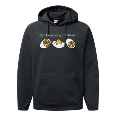 Funny Thanksgiving Dinner You Know Why Im Here Deviled Egg Performance Fleece Hoodie