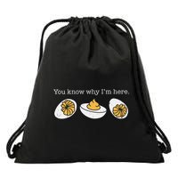 Funny Thanksgiving Dinner You Know Why Im Here Deviled Egg Drawstring Bag