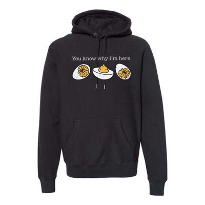 Funny Thanksgiving Dinner You Know Why Im Here Deviled Egg Premium Hoodie