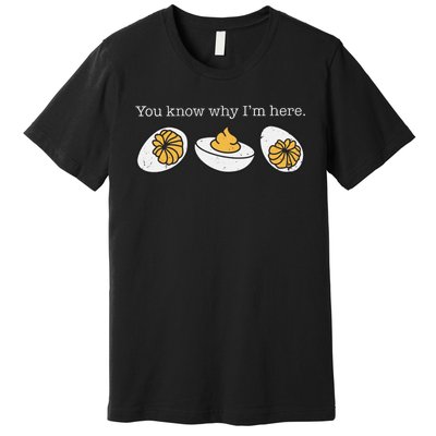 Funny Thanksgiving Dinner You Know Why Im Here Deviled Egg Premium T-Shirt