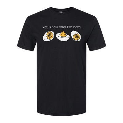 Funny Thanksgiving Dinner You Know Why Im Here Deviled Egg Softstyle® CVC T-Shirt