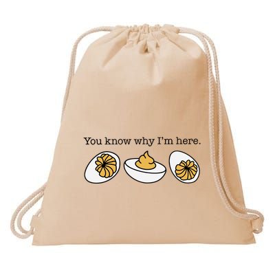 Funny Thanksgiving Dinner You Know Why Im Here Deviled Egg Drawstring Bag