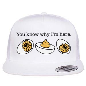 Funny Thanksgiving Dinner You Know Why Im Here Deviled Egg Flat Bill Trucker Hat