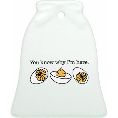 Funny Thanksgiving Dinner You Know Why Im Here Deviled Egg Ceramic Bell Ornament