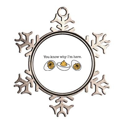 Funny Thanksgiving Dinner You Know Why Im Here Deviled Egg Metallic Star Ornament