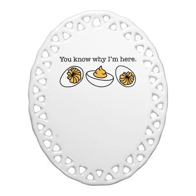 Funny Thanksgiving Dinner You Know Why Im Here Deviled Egg Ceramic Oval Ornament