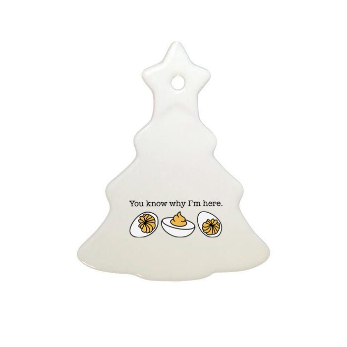 Funny Thanksgiving Dinner You Know Why Im Here Deviled Egg Ceramic Tree Ornament