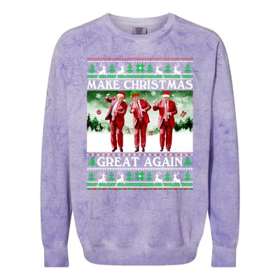 Funny Trump Dance Santa Claus Make Christmas Great Again Gift Colorblast Crewneck Sweatshirt