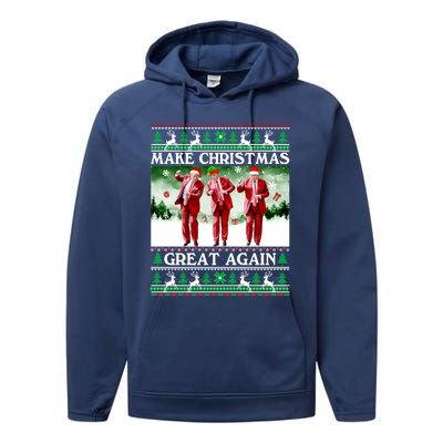 Funny Trump Dance Santa Claus Make Christmas Great Again Gift Performance Fleece Hoodie