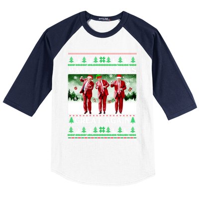 Funny Trump Dance Santa Claus Make Christmas Great Again Gift Baseball Sleeve Shirt