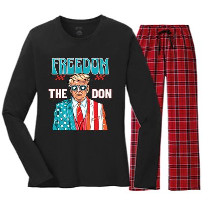 Freedom The Don Donald Trump Daddy President Women's Long Sleeve Flannel Pajama Set 