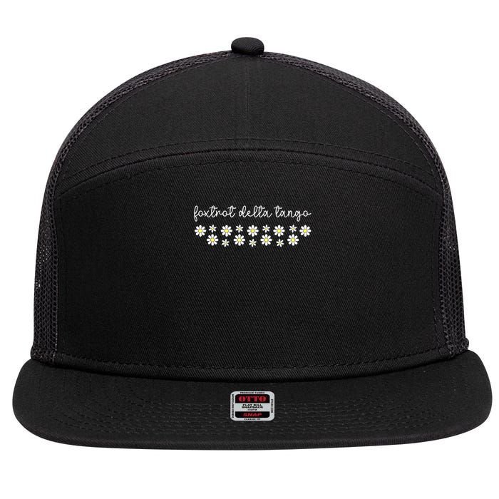 Foxtrot Tango Delta Groovy Retro Funny  7 Panel Mesh Trucker Snapback Hat