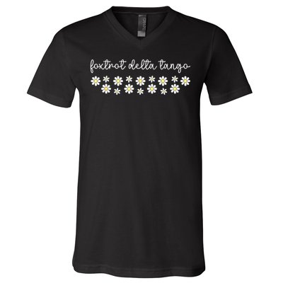 Foxtrot Tango Delta Groovy Retro Funny  V-Neck T-Shirt