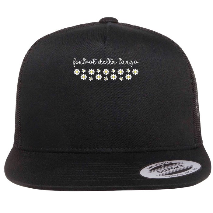 Foxtrot Tango Delta Groovy Retro Funny  Flatbill Hat