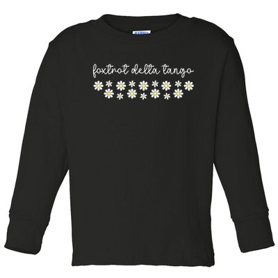 Foxtrot Tango Delta Groovy Retro Funny  Toddler Long Sleeve Shirt