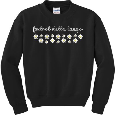 Foxtrot Tango Delta Groovy Retro Funny  Kids Sweatshirt