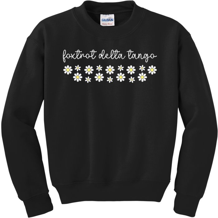 Foxtrot Tango Delta Groovy Retro Funny  Kids Sweatshirt