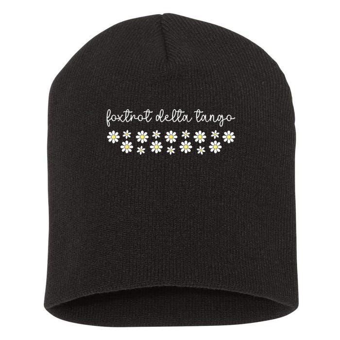 Foxtrot Tango Delta Groovy Retro Funny  Short Acrylic Beanie