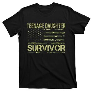 Funny Teenage Daughter Survivor Usa Flag Military T-Shirt