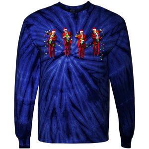 Funny Trump Dance Santa Claus Christmas Xmas Pajamas Holiday Tie-Dye Long Sleeve Shirt