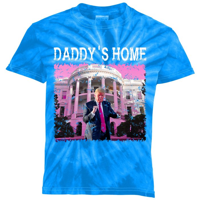 Funny Trump Daddys Home Trump 2024 Take America Back Kids Tie-Dye T-Shirt