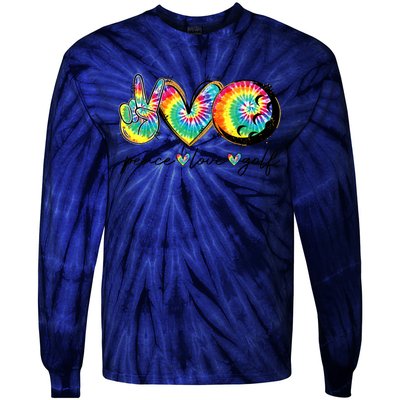 Funny Tie Dye Golf Lovers Peace Love Golf Gift Tie-Dye Long Sleeve Shirt