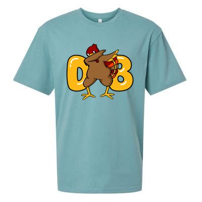 Funny Thanksgiving Dabbing Turkey Outfit Funny Gift Sueded Cloud Jersey T-Shirt