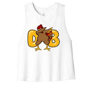 Funny Thanksgiving Dabbing Turkey Outfit Funny Gift Women's Racerback Cropped Tank