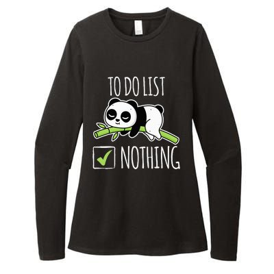 funny To do List Nothing Lazy Panda Tired Panda Womens CVC Long Sleeve Shirt