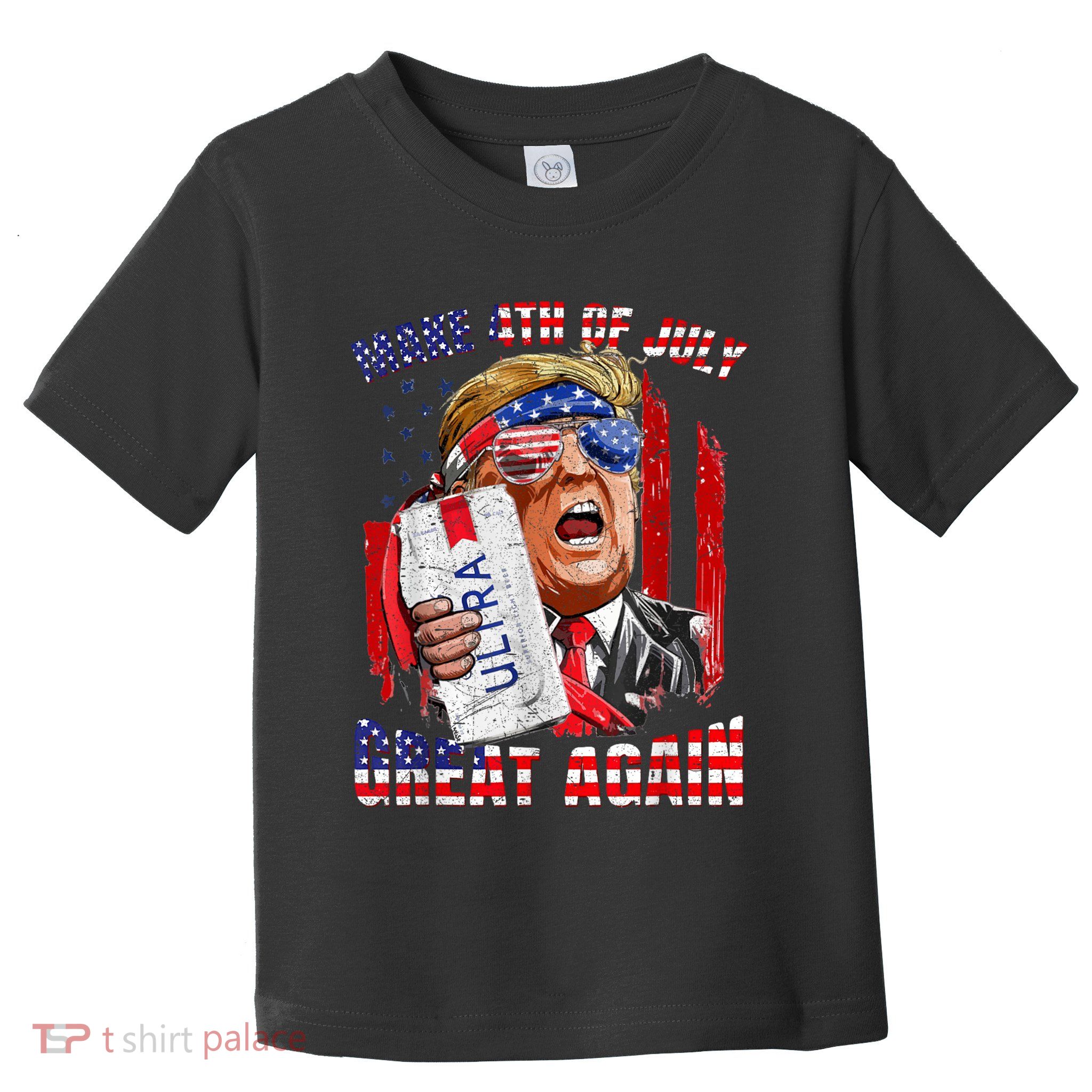 Funny Trump Drinking Make 4th Of July Great Again Toddler T-Shirt