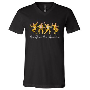 Funny Trump Dance New Year Eve Trump New Year Party 2025 V-Neck T-Shirt