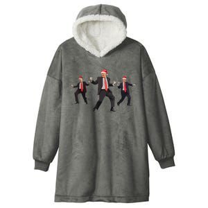 Funny Trump Dance Santa Claus Christmas Xmas Pajamas Holiday Hooded Wearable Blanket