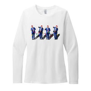 Funny Trump Dance Santa Claus Christmas Xmas Pajamas Womens CVC Long Sleeve Shirt