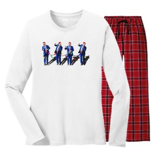 Funny Trump Dance Santa Claus Christmas Xmas Pajamas Women's Long Sleeve Flannel Pajama Set 