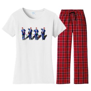 Funny Trump Dance Santa Claus Christmas Xmas Pajamas Women's Flannel Pajama Set