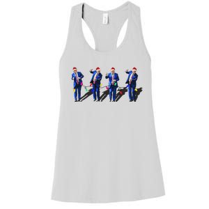 Funny Trump Dance Santa Claus Christmas Xmas Pajamas Women's Racerback Tank