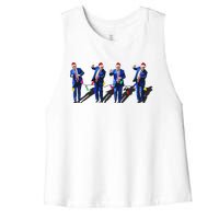 Funny Trump Dance Santa Claus Christmas Xmas Pajamas Women's Racerback Cropped Tank