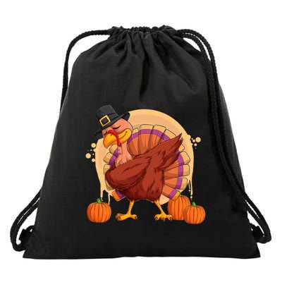 Funny Thanksgiving Dabbing Turkey Gift Drawstring Bag