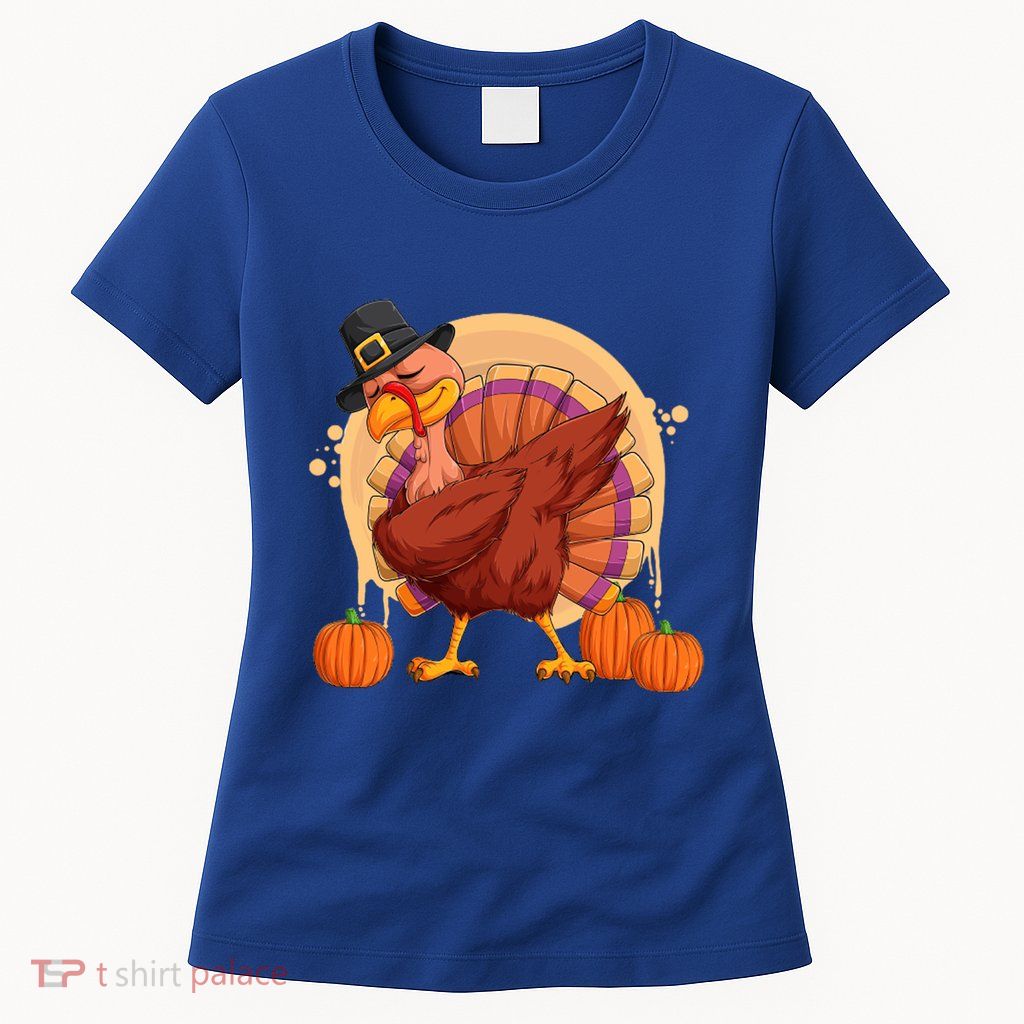 Funny Thanksgiving Dabbing Turkey Gift Womens T-Shirt