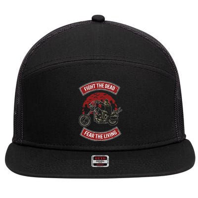 Fight The Dead Fear The Living Scary Zombies Zombie Scary 7 Panel Mesh Trucker Snapback Hat