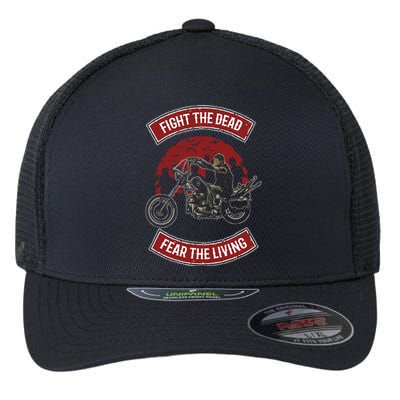 Fight The Dead Fear The Living Scary Zombies Zombie Scary Flexfit Unipanel Trucker Cap