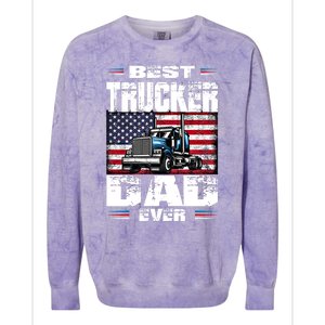 Funny Truck Driver Best Trucker Dad Ever Trucking Father Great Gift Colorblast Crewneck Sweatshirt