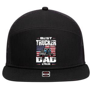 Funny Truck Driver Best Trucker Dad Ever Trucking Father Great Gift 7 Panel Mesh Trucker Snapback Hat