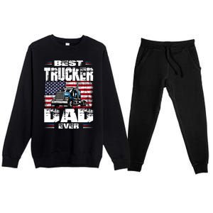 Funny Truck Driver Best Trucker Dad Ever Trucking Father Great Gift Premium Crewneck Sweatsuit Set