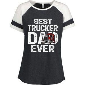 Funny Truck Driver Best Trucker Dad Ever Great Gift Enza Ladies Jersey Colorblock Tee