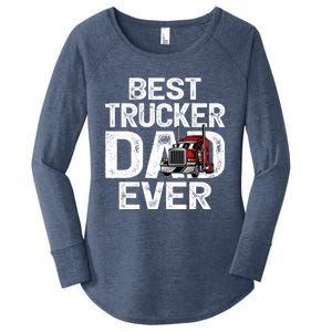 Funny Truck Driver Best Trucker Dad Ever Great Gift Women's Perfect Tri Tunic Long Sleeve Shirt