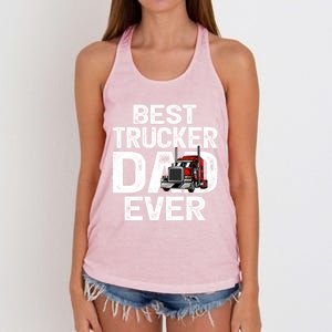 Funny Truck Driver Best Trucker Dad Ever Great Gift Women's Knotted Racerback Tank